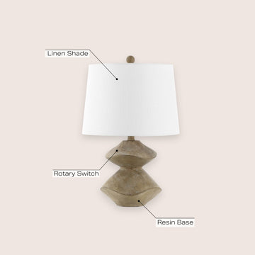 Laken Minimalist Coastal Resin/Iron 3-Stack Cairn LED Table Lamp - JONATHAN Y
